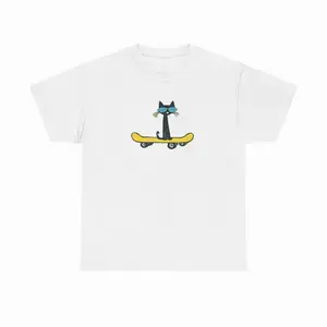Pete The Cat On Skateboard T-Shirt Cotton Tshirt, Uniex Cotton Shirt