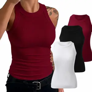 3/6 Pieces Women’s Tank Tops – Sleeveless Basic Camisole Shirts, Slim Fit, Knitted, Ribbed, Racerback Blouses sleek,  thick ribbed tank top summervibes,spaghetti