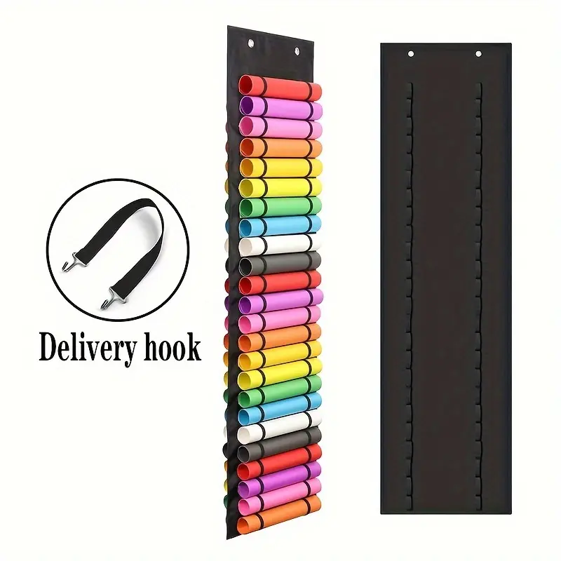 48 cylinders Storage Pocket Chart Organizer, Hanging Double-sided Storage Rack, Wall Mounted/Door Mounted Vinyl Roll Holder, Hanging Storage Suitable For Handicrafts, Black, Gray,