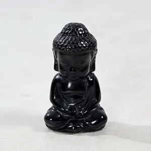 2" Obsidian Baby Buddha Natural Gemstone Carving