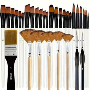 32-piece artist brush set-multifunctional nylon bristles for acrylic, oil, watercolor and watercolor-including round, angle, flat, flat, fan and detail brush-suitable for students and beginners-ideal painting and painting-a good gift for art lovers.