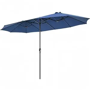 VOOYA HOME 15FT Patio Umbrella – 240g Heavy Duty Fabric, UV Protection, Double-Sided, Crank Handle (Base Not Included) (Navy Blue)