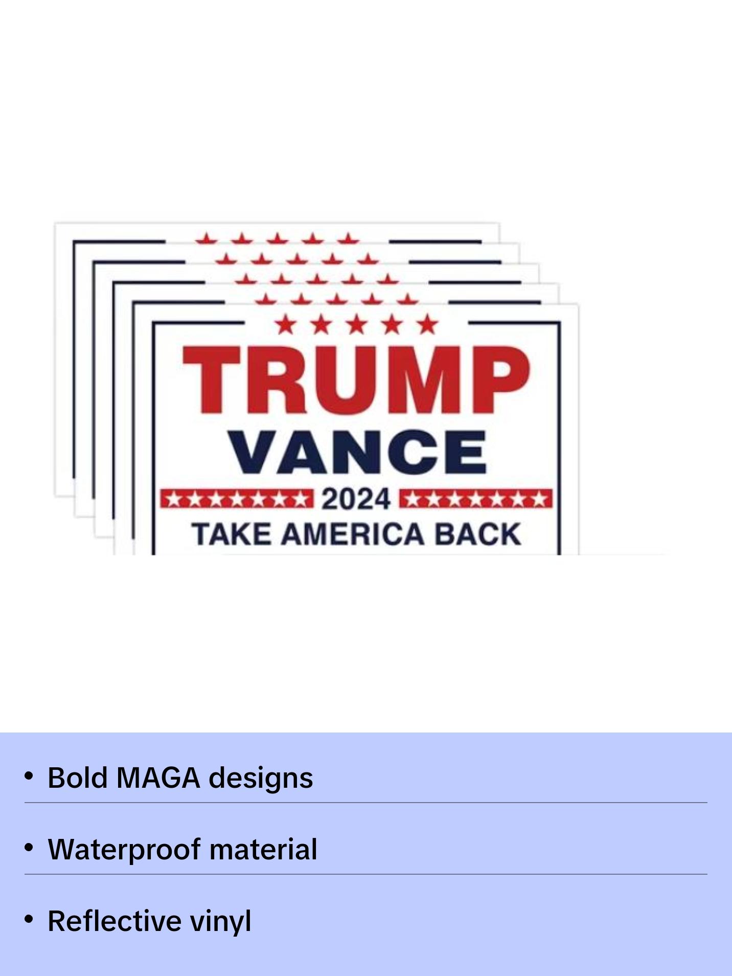 10Sheets Trump Vance 2024 Stickers