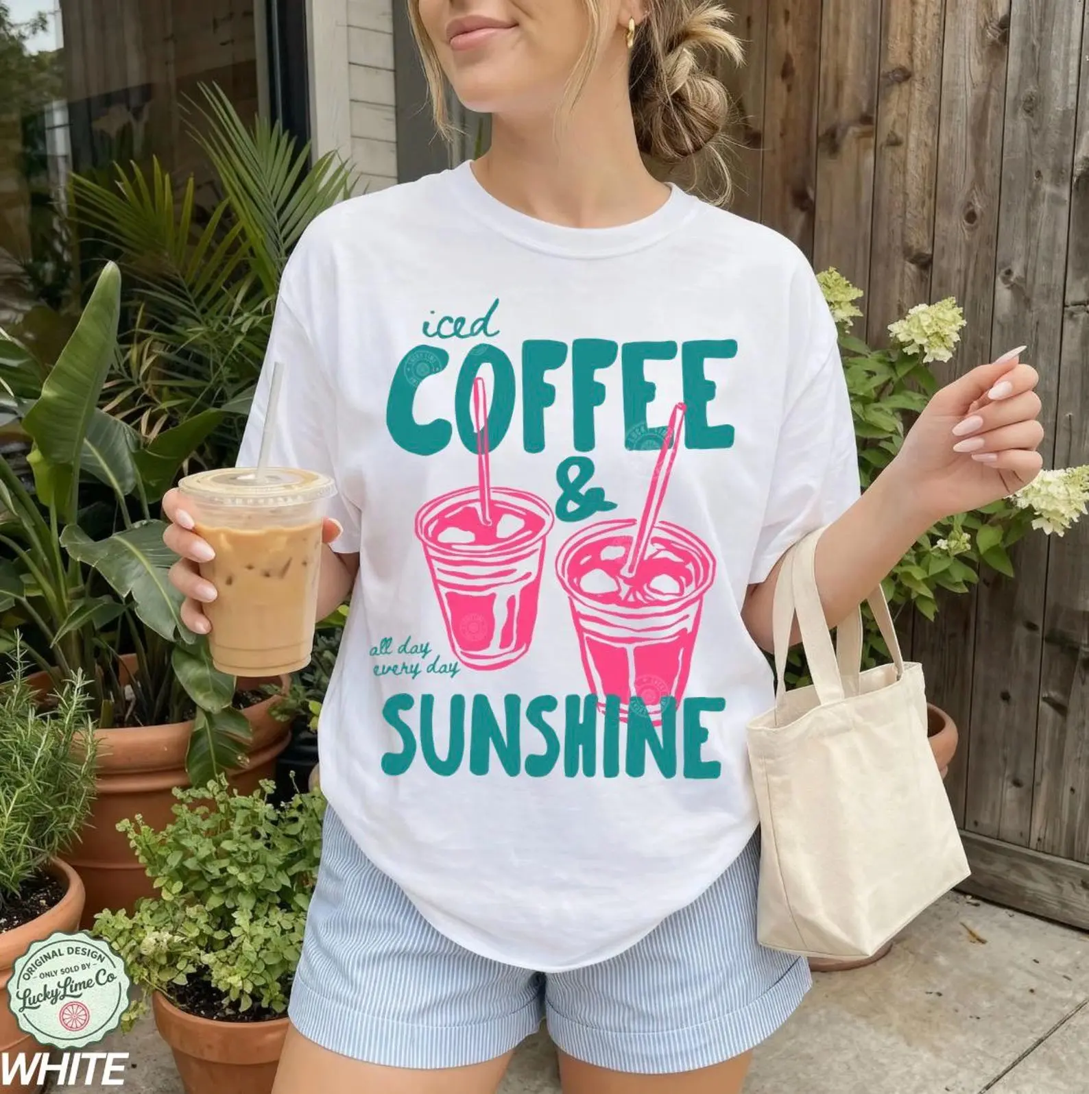 Iced Coffee and Sunshine Shirt, Iced Coffee Shirt, Coffee Lover Gift, Summer Graphic Tee, Summer Vibes Shirt, Coffee TShirt
