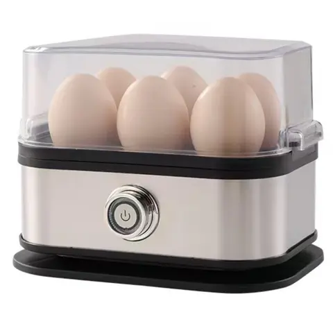 Indoor Recreation Stainless Steel 6-Egg Electric Cooker - Hard/Soft/Medium Boiled Maker, Egg & Veggie Poacher, Steamer with Bowl for Families' Meal Prep, Easy to Clean Kitchen Use
