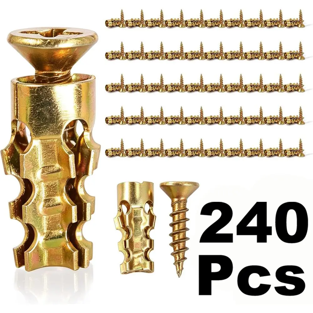 No-Drill Zinc-Coated Serrated Lock Drywall Anchors, Sharp Self-Drilling Tip Design, Reliable Hardware for TV Brackets, Lamp Brackets and Picture Frame Fixing Needs 240 Pcs