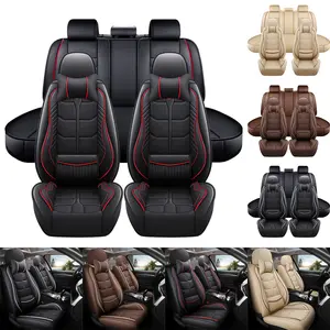 For Toyota Tacoma/4Runner/ RAV4/Honda/Hyundai/Elantra/Tucson/Sonata/Accent/Camry/Corolla Car Seat Covers Full Set,Nappa Leather Breathable Front Back Rear Seat Cushion,Waterproof Car 5-Seat Covers,Universal Fit For Most Cars