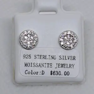 Unisex 0.4CTW Moissanite halo cluster Screwback Stud Earrings in 925 Silver