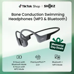 SHOKZ OpenSwim Pro - Open-Ear Bone Conduction Bluetooth Headphones & 32GB MP3 Player, IP68 Waterproof, Secure Fit for Workouts, Running and Swimming