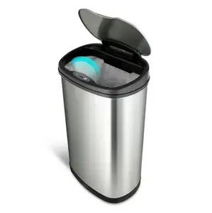 13 Gallon Automatic Kitchen Trash Can – Motion Sensor Stainless Steel Garbage Bin with Soft Close Lid