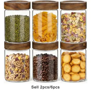 2/6 Pack Glass Pantry Storage Jars with Airtight Lid - 28oz Glass Kitchen Canisters, Clear Glass Food Storage Containers with Lid for Tea,Sugar,Cookie, Snack Container