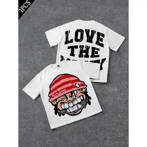 Manfinity EMRG Plus Size Men Casual Cartoon Slogan Printed T-Shirt, Summer