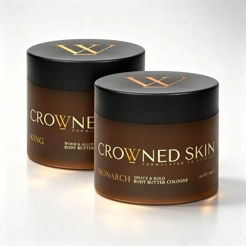 Limited Time Offer【Buy 1 Get 1 Free】2PCS Crowned Skin King & Monarch Body Butter Cologne Set, Warm Alluring & Spicy Bold Masculine Scent, Long‑Lasting Fragrance Moisturizer for Men, 4.4oz Each