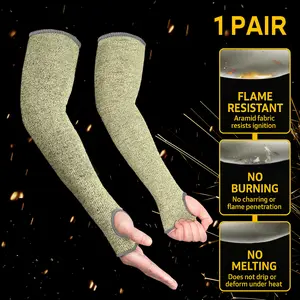 1 Pair Cut Resistant Arm Sleeves 44cm Long, Aramid Fiber for Cut Protection, Heat Resistant Welding, Gardening & Pet Care