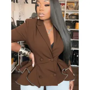 Women's Fashion Camo Print Blazer Jacket, Casual Fitted Long Sleeve Coat with Lapel Neckline, Spring & Fall Outerwear