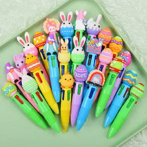 10/20 Pcs Creative Minimalist Campus & Easter Themed Retractable 4-Color Ballpoint PensCampus Design Back-to-School Easter Bunny Stationery Series Press-type 4-Color Gel PensRandom Colors