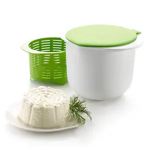 Cheese-Making Kit Featuring a Mold Set, a Tofu Press with a Filter Drain, And User-Friendly Supplies for Crafting Cheese at Home, Including a Green Cheese Mold Stamper
