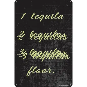 1 Tequila 2 Tequila 3 Tequila Floor 12" x 8" Funny Tin Sign Man Cave Home Tiki Bar Pub Decor