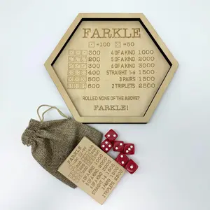 Wooden Farkle Dice Tray, 1/3 Sets Wooden Dice Tray for Farkle Classic Dice Game, Suitable for Family Party Travel Board Game