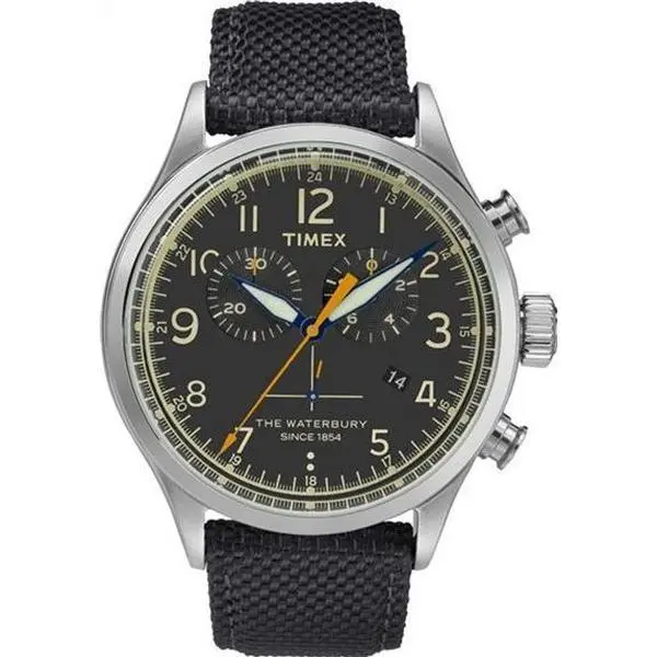 Timex Waterbury Traditional Chronograph Black Dial Fabric Strap Mens Watch TW2R38200