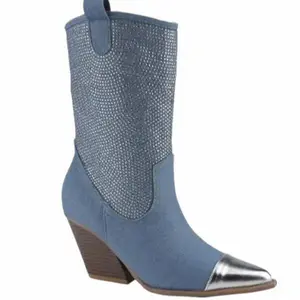 BELOVELY Women's Fimulie Embellished Under The Knee Boot Walking Shoes Girl Comfort Chunky Classic Shoe Footwear Decor Rubber rhinestone cowboyboots boots  for  [everywhere-1] fall