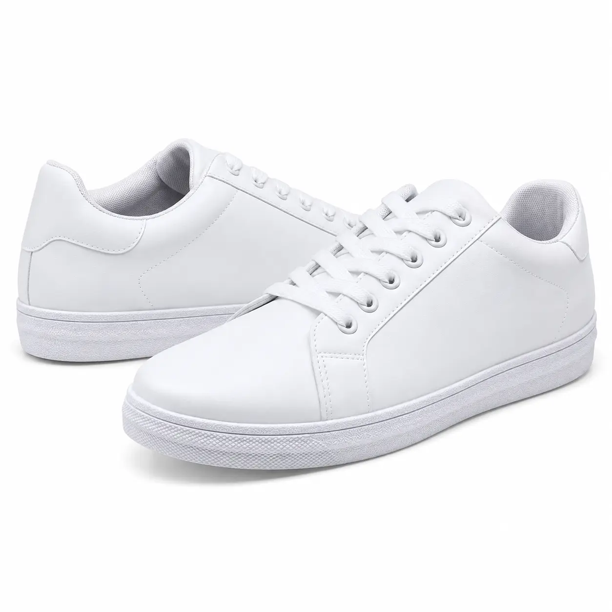 Jousen Men's Plain Round Toe Casual Sneakers, Breathable White Fashion Men's Shoes,shoes for back to school,back to school shoes
