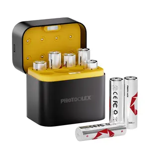 PHOTOOLEX 3600mAh AA Rechargeable Lithium Batteries, 8-Pack with Fast Charger & Smart Charging Dock, 1.5V Long-Lasting High-Capacity Portable Eco Battery Set with LED Indicator, for Home, Toys, Electronics, Flashlights & Gift for Christmas & Birthdays