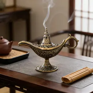 Aladdin Genie Lamp Incense Burner Made of Alloy Material Ideal for Tea Ceremony Decoration and Incense Use