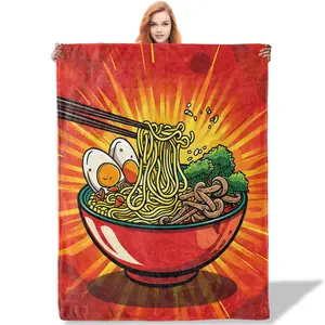 Ramen throw Blanket 60×80 in, Vibrant Food-themed Blankets Colorful Noodle Bowl Explosion, Ramen Gifts for