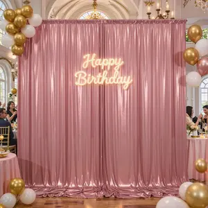 10x10ft Rose Gold Glitter Sequin Photo Backdrop Curtain for Parties Wrinkle Free Shimmer Polyester Photoshoot Curtains Drapes Backdrop for Wedding Birthday Baby Shower Shiny Background