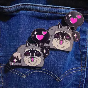“Rabid Love” Raccoon Enamel Lapel Pin, furry enamel pin, animal pin, brooch