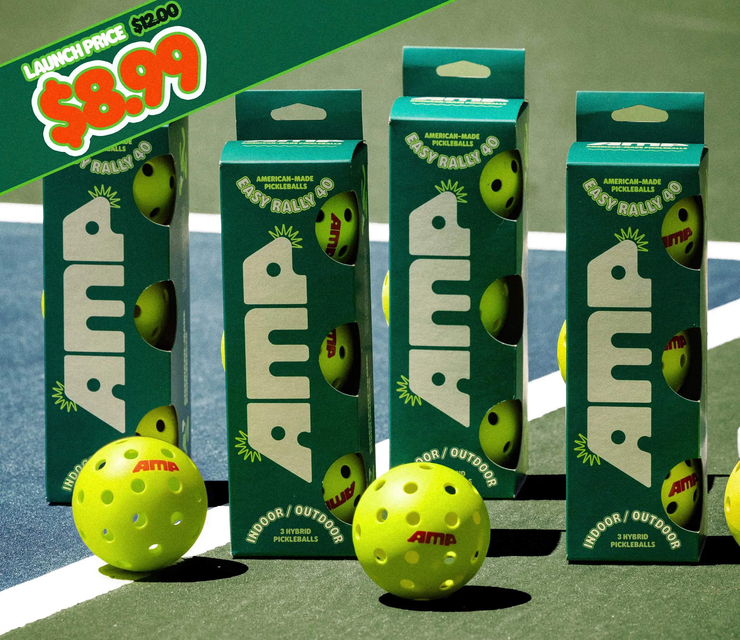 Easy Rally 40 Outdoor Pickleball Balls - 40-Hole Design, Consistent Bounce, Durable for Practice & Recreational Play, Neon Yellow-Green