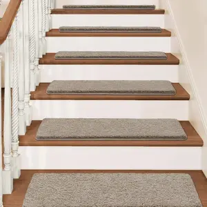 2/7/14 PCS Upgraded version Carpet Stair Treads Ultra Plush 8 x 30 inch Soft Indoor Stair Protectors Pet-Friendly Non-Slip Skid Resistant Tape Free Washable Reusable Decorative
