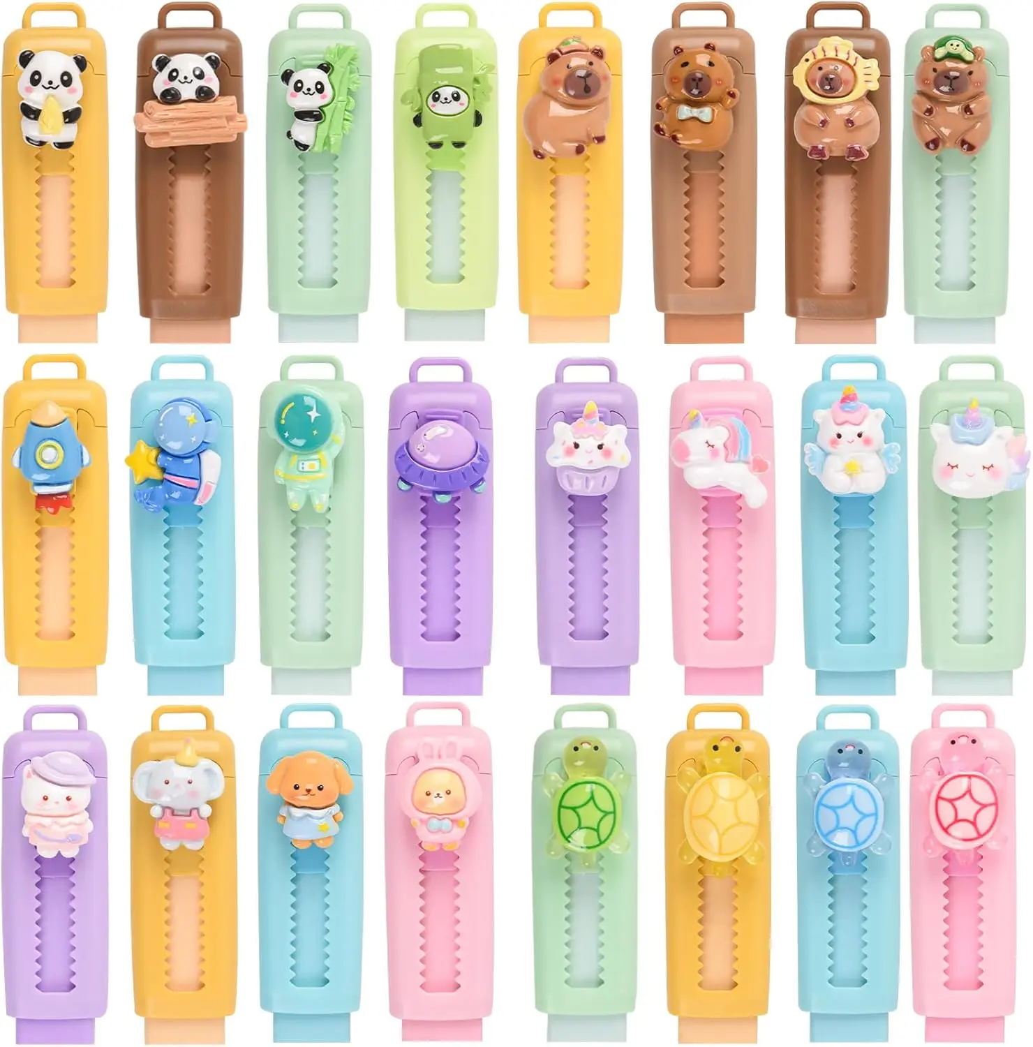4 Pcs Cute Retractable Eraser for Pencils Cute School Supplies Kawaii Erasers for Kids Fun Cartoon Erasers Back to School Supplies Kid Party Favors Gift