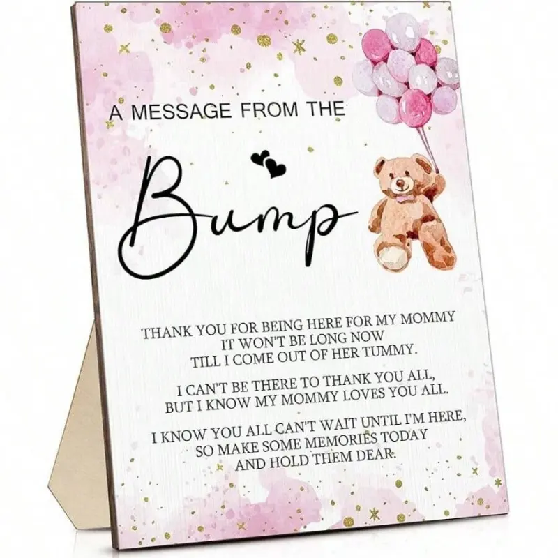 A Message From The Bump Baby Shower Sign, Teddy Bear Gender Reveal Decor, Wood Baby Shower Table Sign, Pink & Blue Baby Shower Decor, Cute Home Decor, Decorative Sign, Wooden Sign, Signage