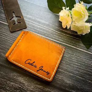 Christmas Gift for Him,  Handstitched Leather Wallet, Man Wallet with Money Clip, Personalize Leather Wallet, Handmade Leather Wallet
