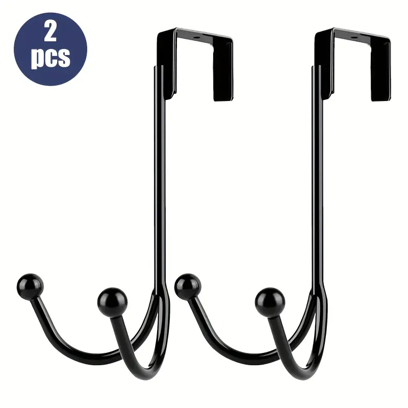 2pcs Double hook door hanger, heavy-duty metal multi-functional door hanger, Door Hanging Organizer, suitable for wreaths, towels, coats, hats, Storage Hooks