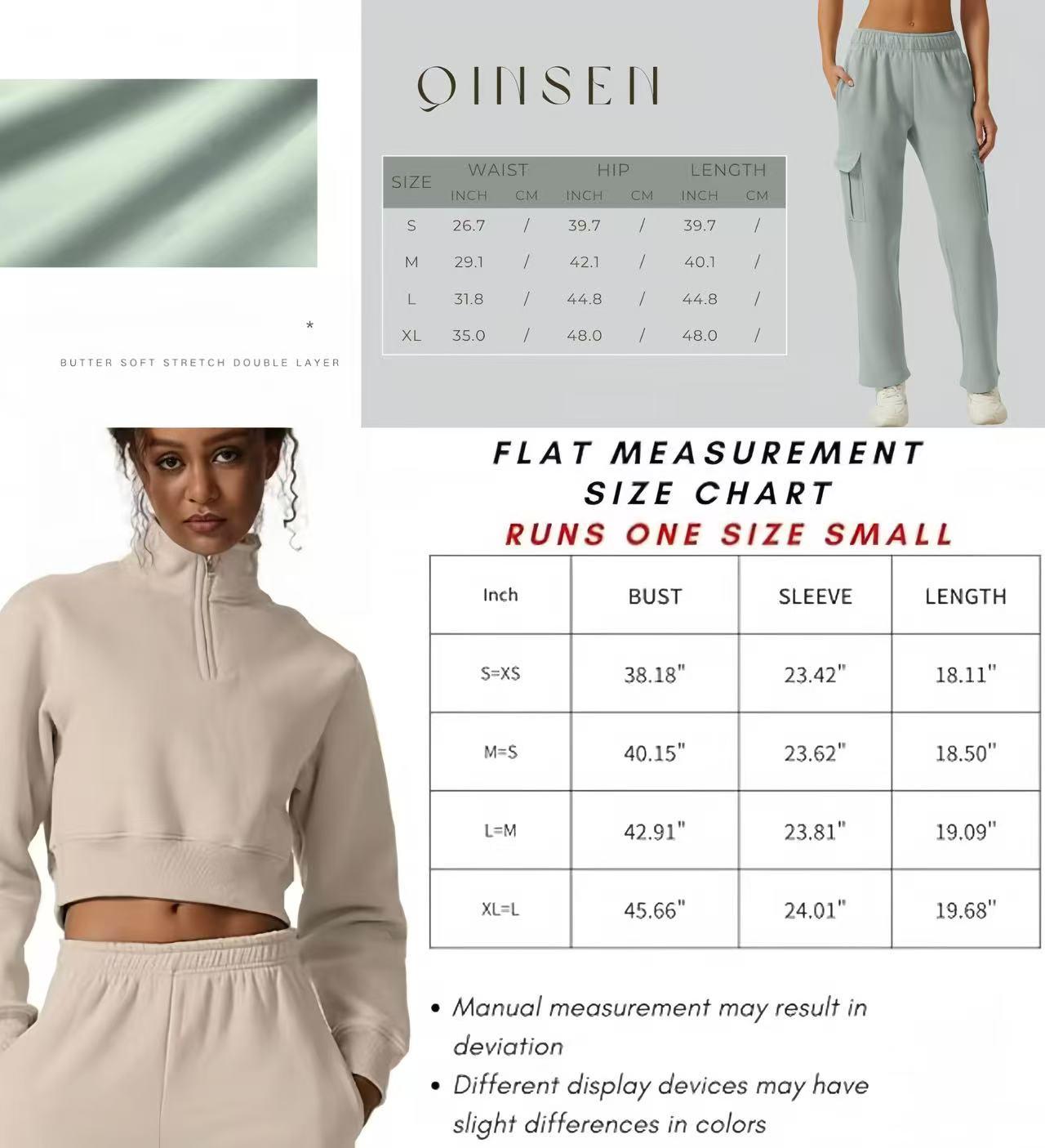 【Two Options, Not a set】QINSEN Women Half Zip Sports Top and Pants【Two Options, Not a set, needs to be ordered separately】