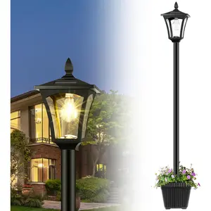 72 in Solar Outdoor Light with Planter, Waterproof Solar Post Light for Garden Decor, Solar Outdoor Lights