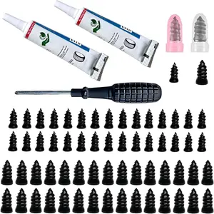 60 Pcs Tire Repair Rubber Nail Kit with Tire Glue, Repair Screws for Quickly Repairing Punctures in Car Motorcycle and SUV Tires