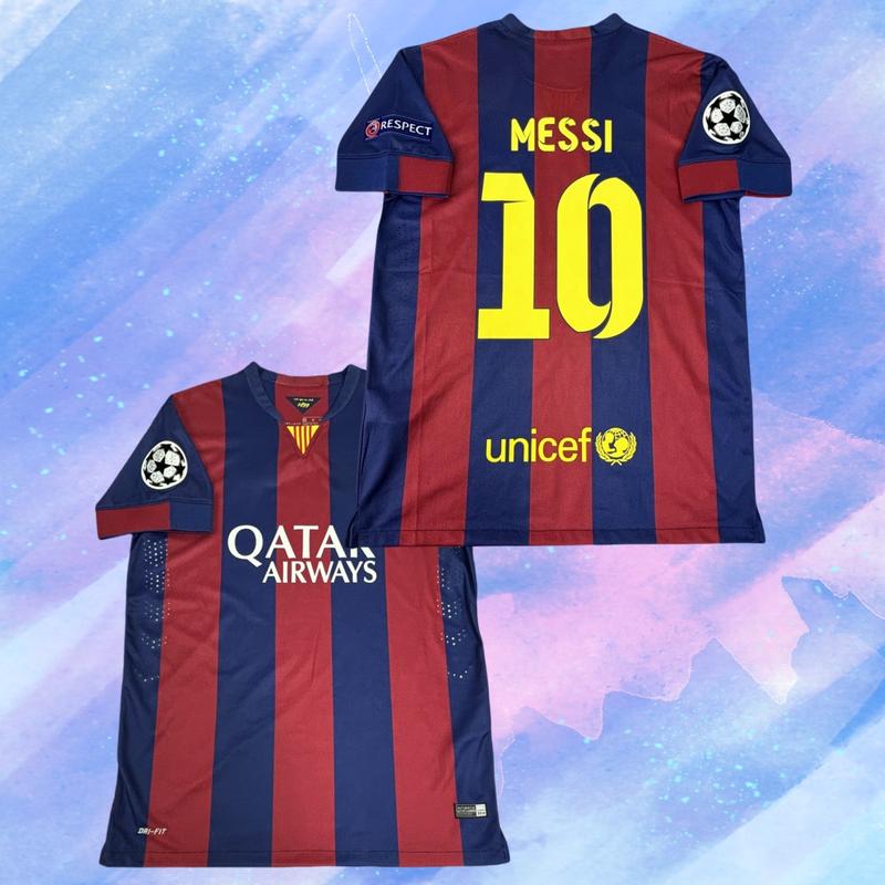 08 09 Home Red And Blue 10# Messi Short Sleeve Retro Soccer Jersey Fans Version