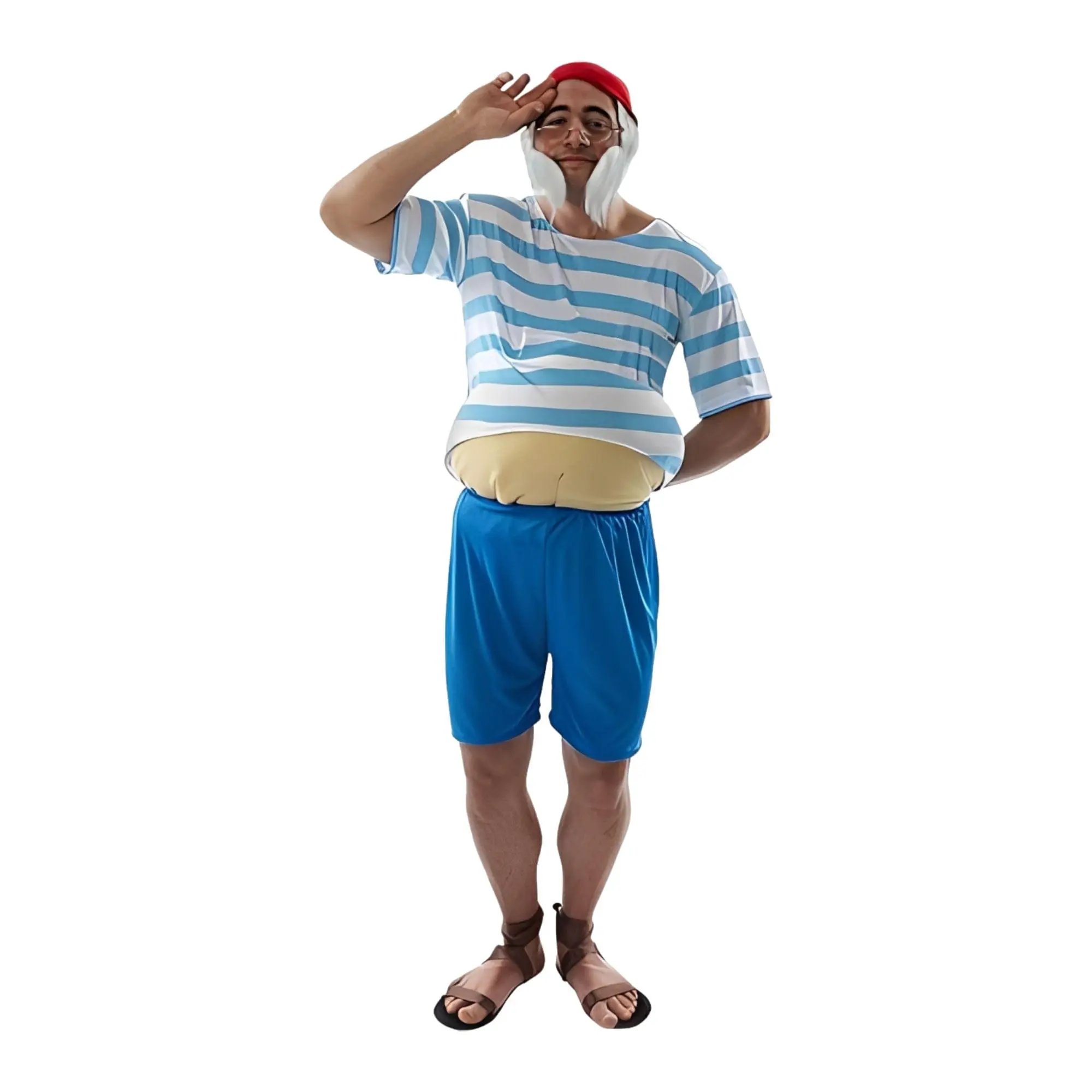 Tubby Pirate Adult Menswear Costume, Classic Striped Clothes for Men's Special Occasion Events, Fancy