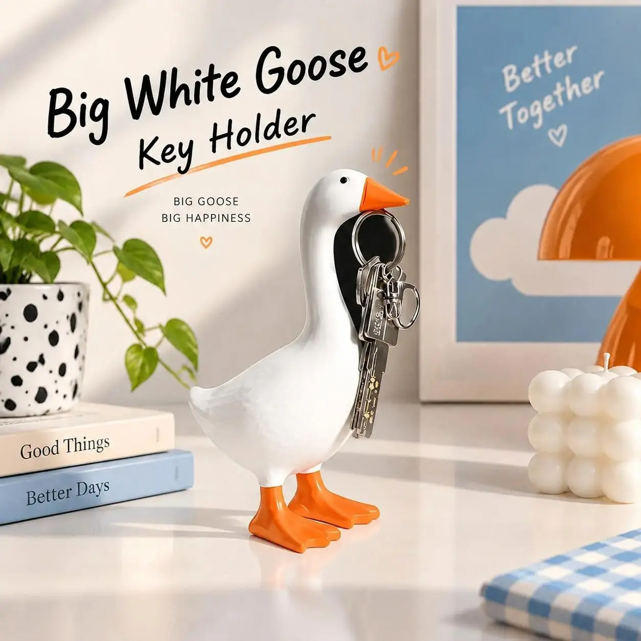 Elegant Resin Goose  Desktop Sculpture for Home Decor, Dual Key Holder and Tool Rack, Large Minimalist Gift for Bedroom, Office, Hotel, Home Decor Ornament, Decorative Desktop Statue, Resin Animal Sculptures,Mother's Day gift,Summervibes Father's Day Gift