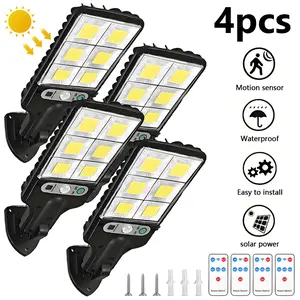 4/8 Solar Lights Outdoor, 6000 Lumens 2/4pack 108COB LED Solar Powered Motion Sensor Wall Lamp - IP65 Waterproof with Remote Control, Durable Security Light for Outside Wall, Garden, Yard, Porch
