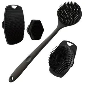 Silicone Bath Brush Set, 1 Set Portable Non-slip Skin Friendly Face Back Cleaning Brush, Foot Scrubber, Exfoliating Brush, Bathing Accessories, Body Care Tool for Home Bathroom Hotel Salon Travel #TOP PICKS