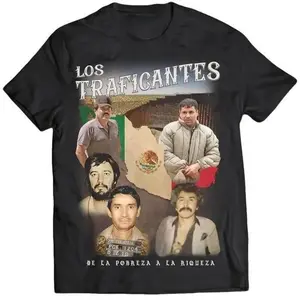 Los Traficantes Cartel Shirt – Narco Druglord Graphic T-Shirt, De La Poreza A La Rioueza Tee, Retro Gangster Mexican Streetwear, Fashion Cotton, Full Sizes, Full Colors, For Men, For Women