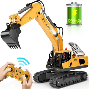 Remote Control Excavator, Rechargeable 13-channel Remote Control Excavator with Music and Metal Shovel, Birthday and Holiday Gifts