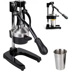 Cast Iron Manual Juicer, Heavy Duty Hand Press Citrus Squeezer for Orange,  & Pomegranate, High Yield Lever Fruit Press, Easy to Clean Commercial Countertop with 500ml Stainless Steel Cup