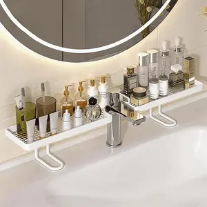 Waterfall Storage Rack, Independent Carbon Steel Faucet Organizer, Space-Saving Bathroom Counter Shelf, Easy Drainage, No Tools Required