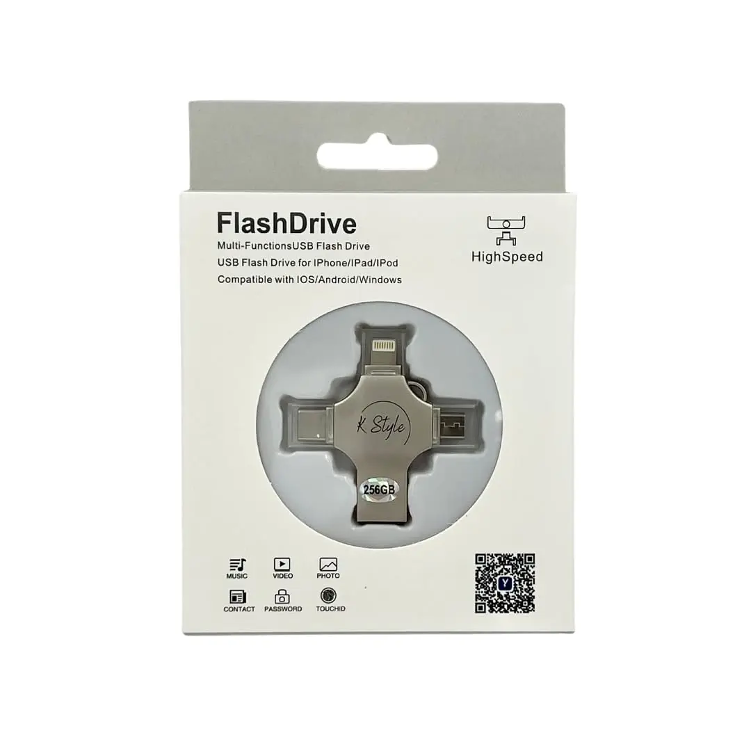 4-in-1 Memory Stick USB Flash Drive Photo Storage 128GB, iPhone External Storage, External Hard Drive, iPad Storage Expansion, Flash Drive, Photo Stick for iPhone Flash Drive Android PC 128GB 256GB Compact Flash Micro SD